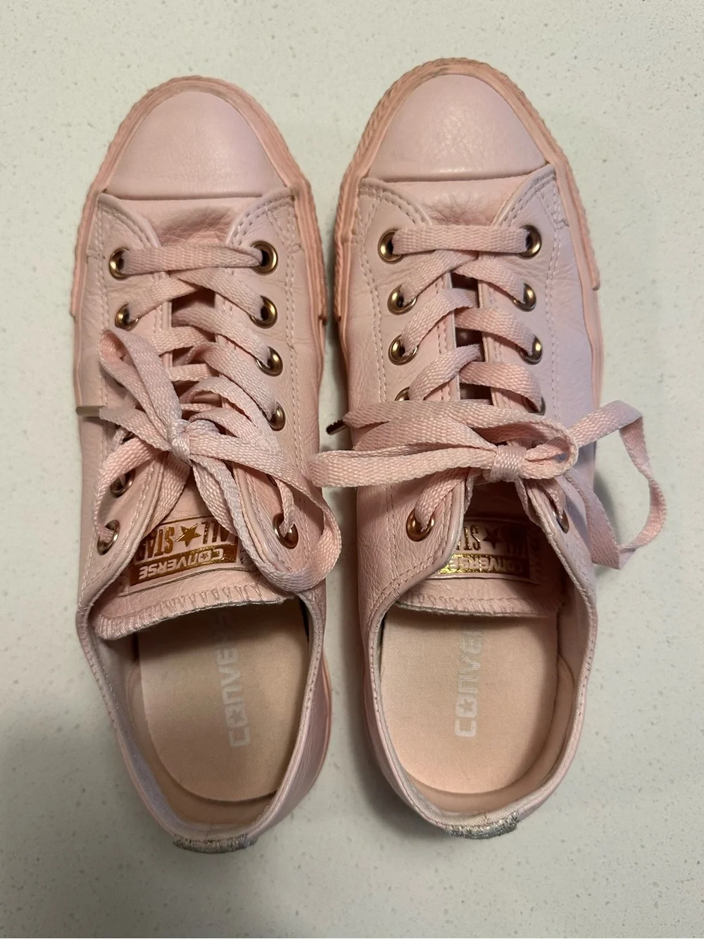 Converse Chuck Taylor All Star Low Pink Leather Rose Gold Accents Size 9